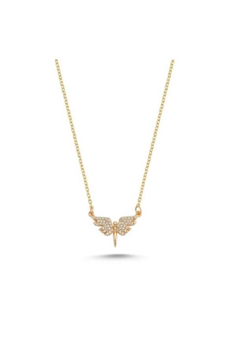 altın pati Zirkon Taşlı Mikail Meleği Kolye