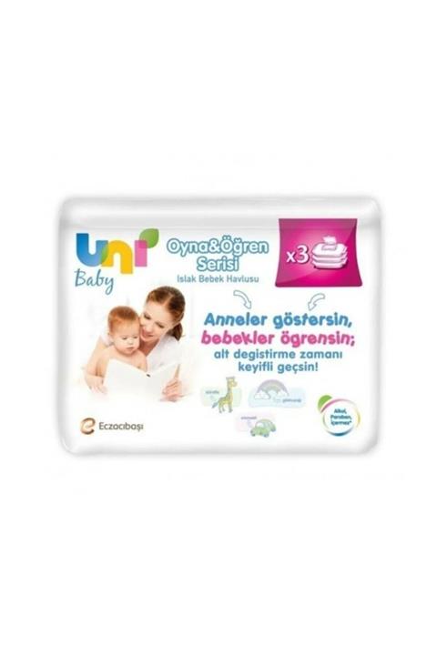 Uni Baby Oyna & Öğren Islak Mendil Havlu 3x52