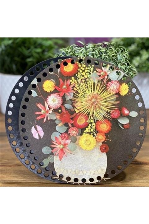 Diva İplik Diva Line Çanta Kenarı Ahşap Baskılı 2'li (çap: 20 Cm) Bck-134