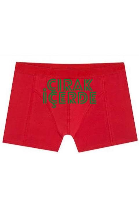 BoxerMasters Erkek Kırmızı Yeşil Çırak Baskılı Boxer