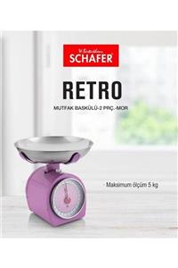 Schafer Retro Mor Manuel Ölçü Kablı Mutfak Baskülü (tartı) Mor01