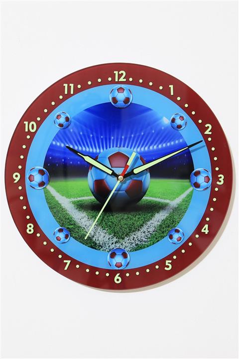 Dekor Loft Güvenli Cam Bordo Mavi Taraftar Gece Parlayan Duvar Saati