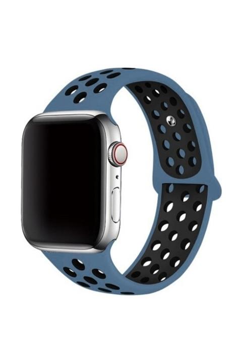 Magazabu İphone Watch Nike Se 40mm Uyumlu Kordon Rex Antialerjik Spor Saat Kordonu 40/dısk02 Mavi Siyah
