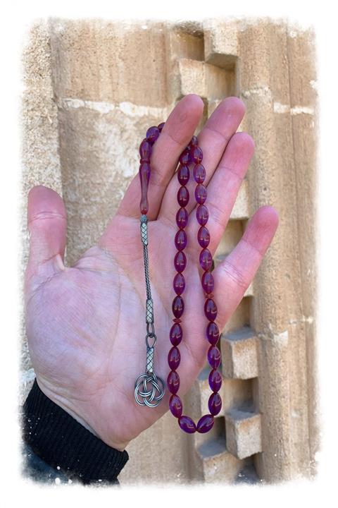 Doğan Silver Erkek Gümüş Püsküllü Ateş Kehribar Bukelamun Tesbih Dgn5012