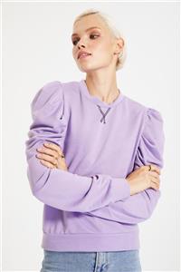 TRENDYOLMİLLA Lila Fırfır Detaylı Örme İnce Sweatshirt TWOAW22SW0191