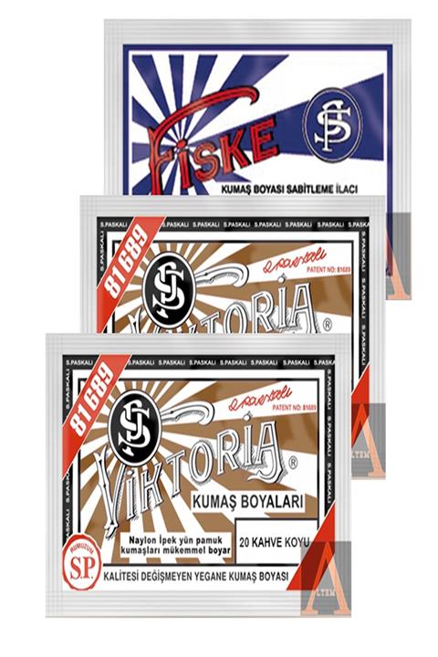 Viktoria Kumaş Boyası 2 Pkt. Koyu Kahve+1 Pkt. Sabitleyici Fiske