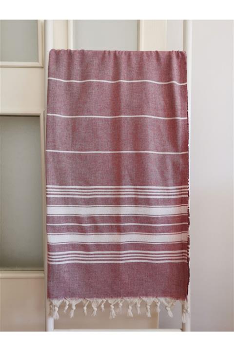 Melis Home Peştamal , Banyo Havlusu , Plaj Havlusu , %100 Pamuk 100x180 Balıksırtı Mürdüm