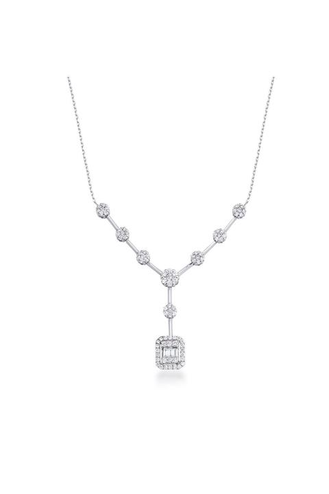 zer diamond Kadın 0,50 Karat Baget Pırlanta Kolye