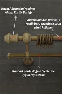 HLMSTOR 200 Cm Meşe Açık Kahve Ahşap Rustik Perde Askısı - Raylı Rustik Boru