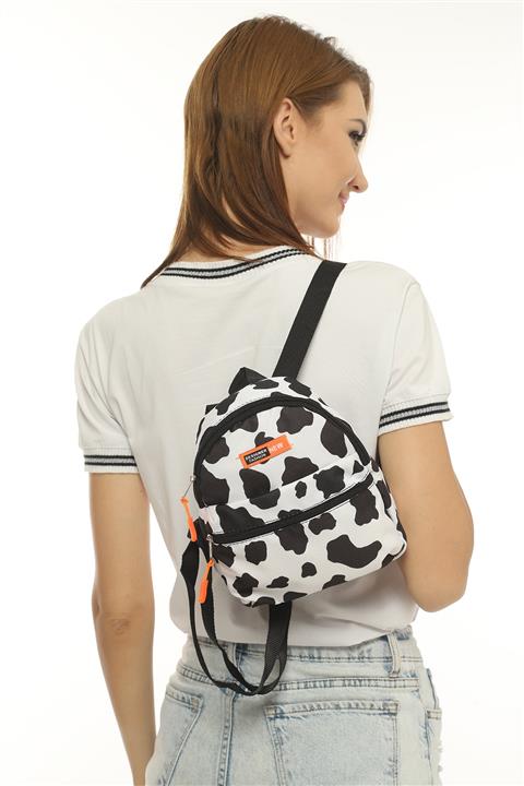 Defnella Kadın Siyah Beyaz Inek Desenli Mini Sırt Çantası