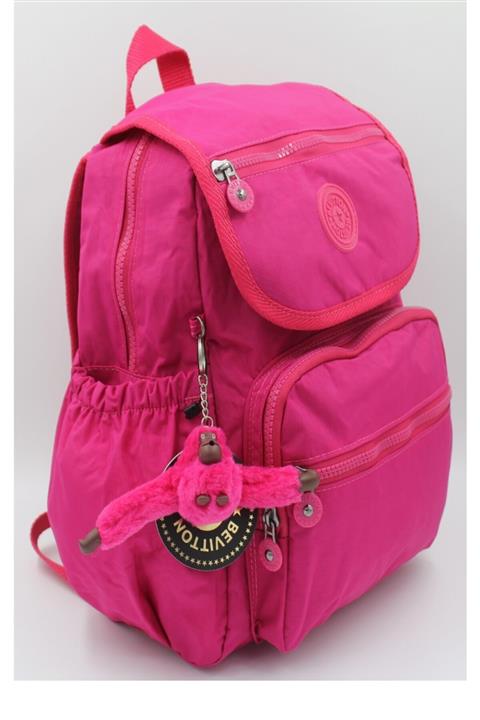 ÇantaExpress Krinkıl Su Geçirmez Kumaş Unisex Kadın Pembe Kapaklı Sırt Çantası 5200