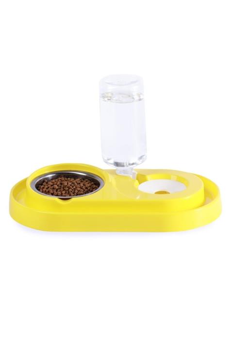 Miapet Hazneli Kedi-köpek Mama Ve Su Kabı Seti 1000ml Sarı