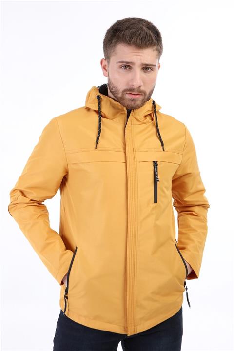 Fk class Zodyak Kapşonlu Su Geçirmez Yağmurluk Hardal
