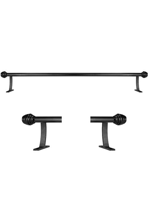 Perdejim Siyah Alüminyum Tek Raylı Rustik Perde Askısı Rustik Borusu Ak03 175 Cm