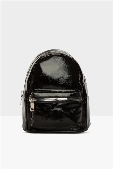 Bagmori Siyah Kadın Parlak Mini Sırt Çantası  M000004296
