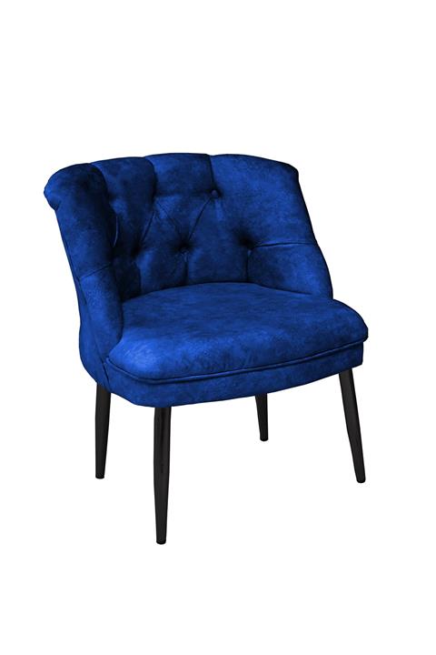 PRATİK DEKOR Balkon Ofis Cafe Bahçe Çay Seti Kolsuz Tekli Koltuk Siyah Metal Ayak Lacivert