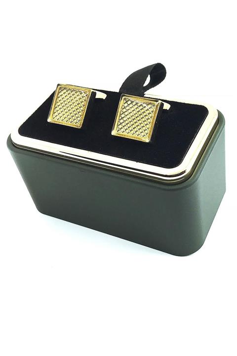 Kravatkolik Altın Renk Kare Kol Düğmesi Kd1571