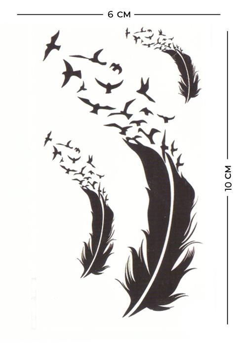 Store&Tattoo Kuşlar Ve Tüyler Geçici Dövme Küçük Boy 10x6 Cm
