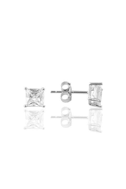 Söğütlü Silver Gümüş Pırlanta Modeli Baget Tek Taş Küpe