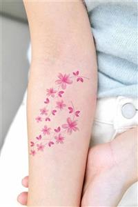 BP Tattoo Floral Mini Boy Renkli Çiçek Dövmesi