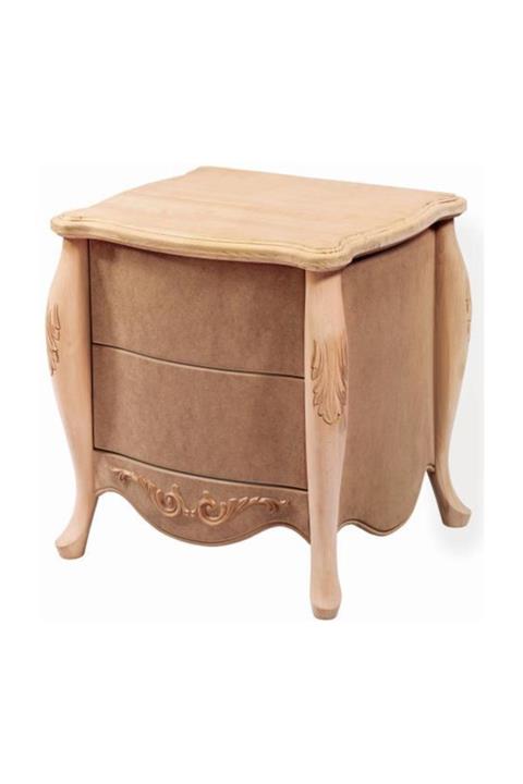 Obuts Home Oymalı Bombeli Komodin Ahşap Ham