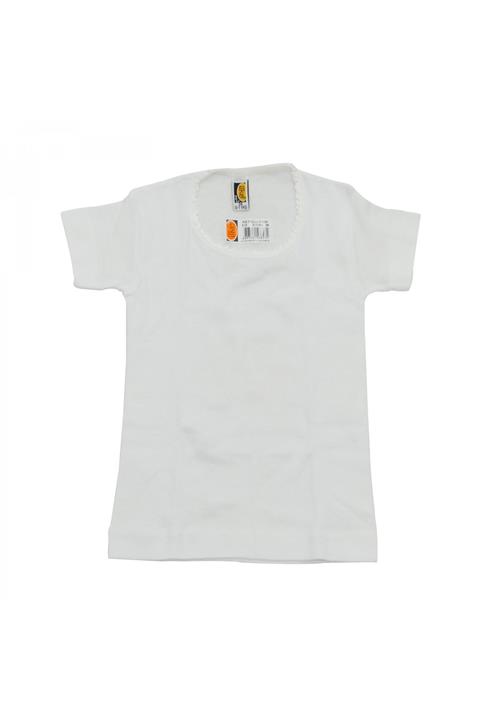 PundiKids Kız Çocuk Beyaz İlke Yarım Kollu Atlet