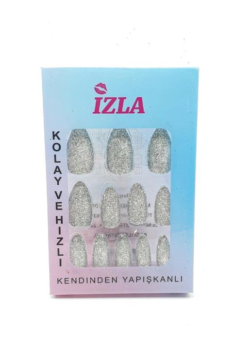 İzla Gümüş Kendinden Yapışkanlı Simli 12' Li Takma Tırnak