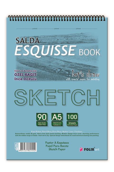 Folix Sketchbook Salda A5 Spiralli Eskiz Defteri 90 gr 100 Yaprak