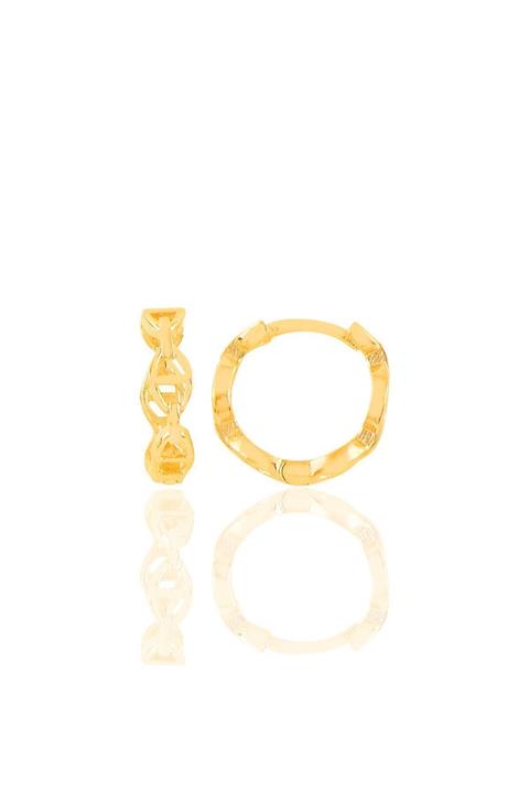 Söğütlü Silver Gümüş Altın Yaldızlı Düğme Modeli Halka Küpe