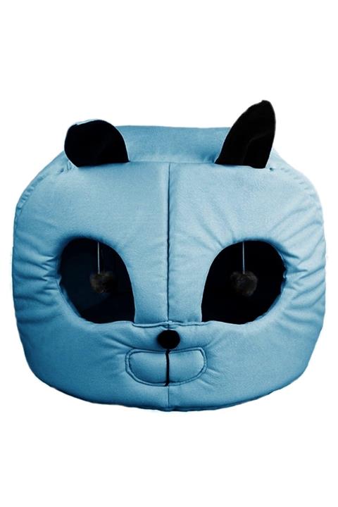 Berrinstore Markapet Kedi Kafası Şekilli Kedi Yatağı 45 Cm Turkuaz