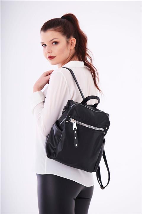 citycenterfashion Kadın Siyah Kalın Fermuarlı Sırt Çantası 0182