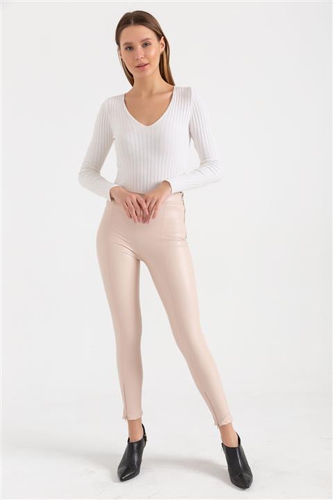 long leg Kadın Paça Fermuar Detaylı Tayt Pantolon