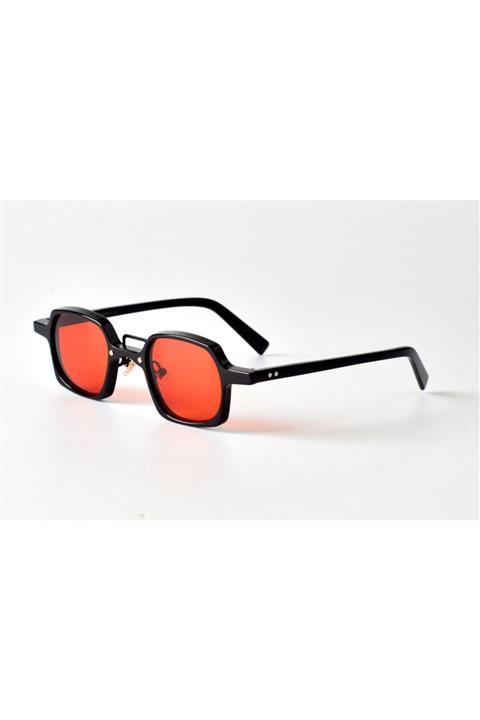 HERMOD Unisex Siyah Kemik Çerçeve Kiremit Rengi Cam Güneş Gözlüğü Uv400Hrm2020509c443