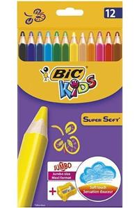 Bic Bıc Supersoft Jumbo Kuru Boya Kalemi 12 Renk Kalemtraşlı