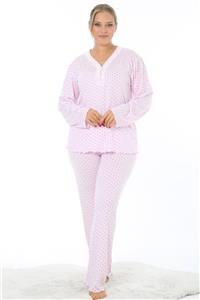 Ladies First 8106 Lila Pijama Takım Desenli Likralı Doğal Kumaştan Uzun Kollu