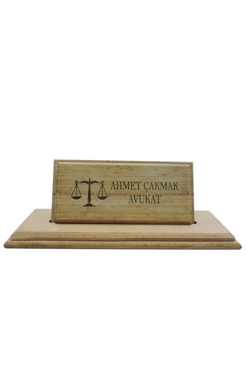 hediyem sepeti Doğal Ahşap Avukatlara Özel Masa Isimliği