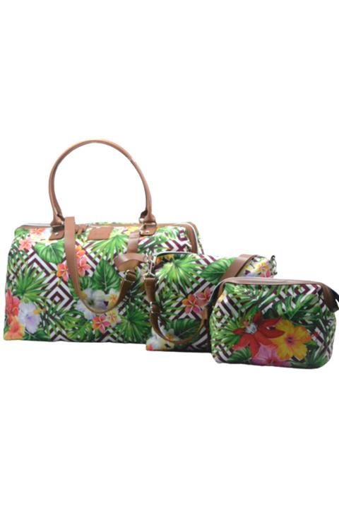 Babysi Mommy Bag Çiçekli Tasarım 3 Lü Set Baby Anne Bebek Bakım Ve Kadın Çantası