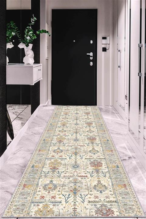 Viva Home Makinede Yıkanabilen Kaymaz Tabanlı Vintage Kesme Rulo Yolluk Ar659