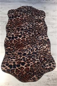 Bonny Home Ultrasoft Leopar Kahve Dekoratif Çift Başlı Post Peluş Halı Yolluk Makinede Yıkanabilir