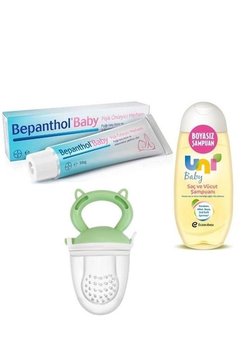 Uni Baby Hipoalerjenik Saç Ve Vücut Şampuanı 200 Ml+parabensiz Pişik Kremi 30 Gr+meyve Süzgeci Yeşil