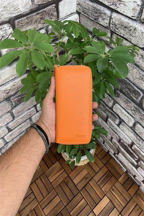 GUARD Turuncu Safiano Fermuarlı Portföy Cüzdan