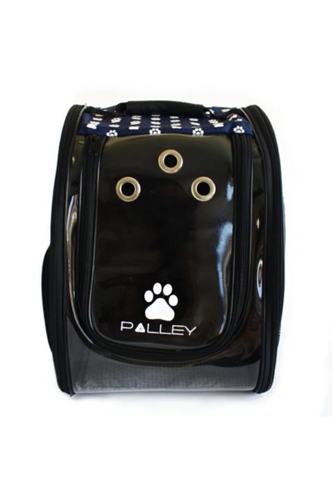 Palley Kedi Köpek Taşıma Çantası Siyah Lacivert - Ön Tarafı Kırılmaz Pvc, Su Geçirmez Fermuar
