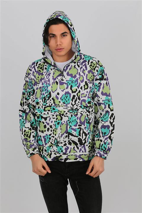 Penyelux Erkek Ecru Lila Desenli Yağmurluk