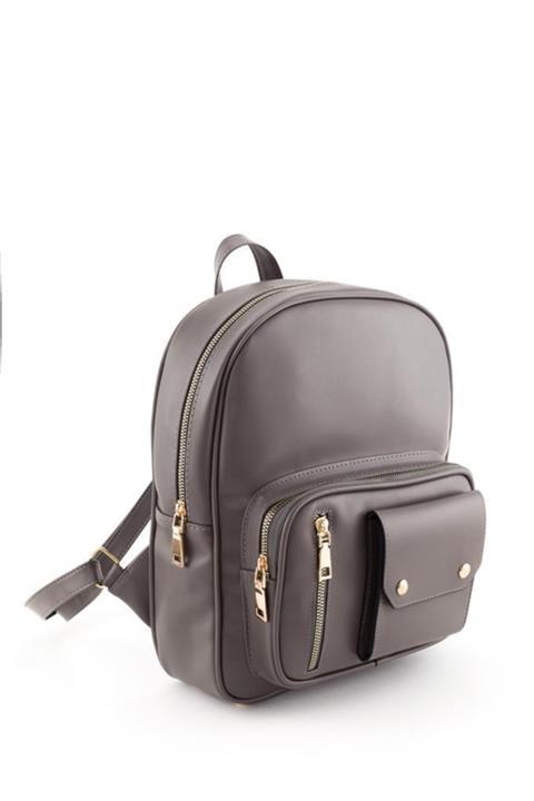 ESPARDİLE Kadın Gri Cep Detaylı Sırt Çantası