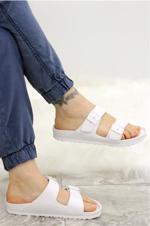 solariz Beyaz Plaj Terlik Islak Zemin Terlik Kaymaz