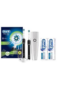 OralB Pro 790 Şarj Edilebilir Diş Fırçası Siyah 2'li+50ml Diş Macunu 2'li