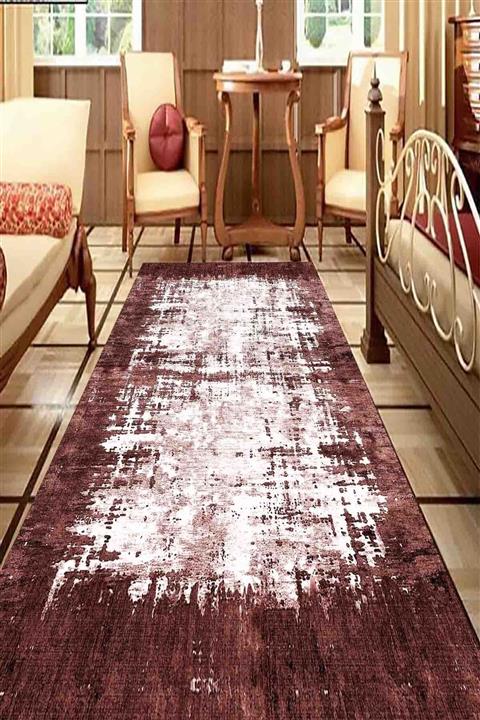 SUNTEKS HOME Dijital Baskı Kaymaz Taban Bordo Sonsuz Desen Yolluk Halı