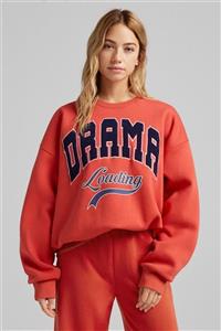 Bershka Işlemeli Desenli Oversize Sweatshirt