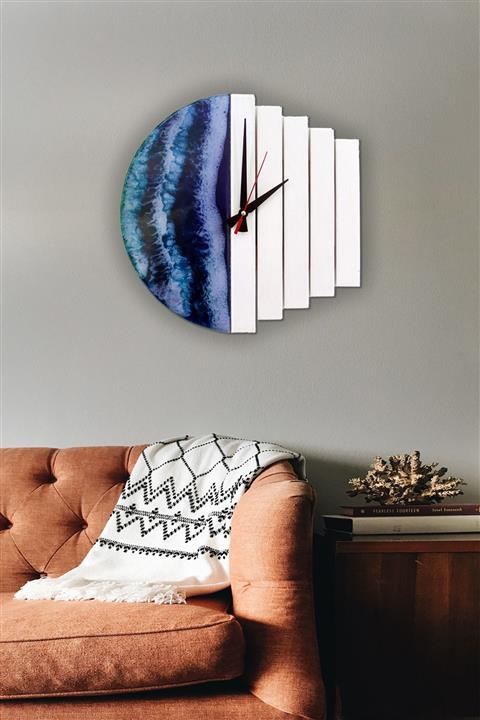 Focus Design Ahşap Duvar Saati Epoksi Wave