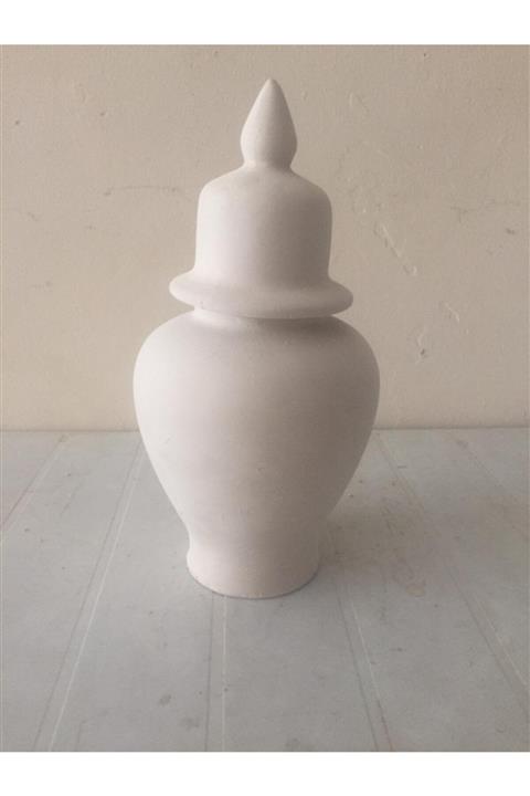 Masal Seramik Beyaz Kapaklı Şah Kavanoz Bisküvi